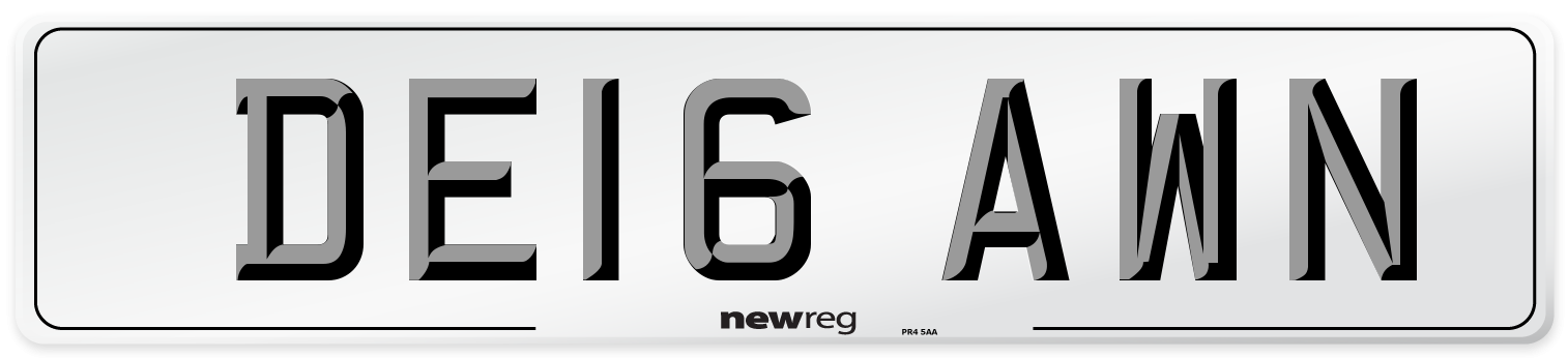 DE16 AWN Number Plate from New Reg